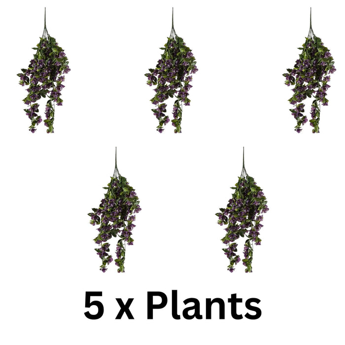 (5 Pieces) Vibrant Purple Hanging Artificial Bougainvillea Plant UV Resistant, 30"