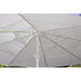 Close-up of a white Helix umbrella with visible ribs and pole.