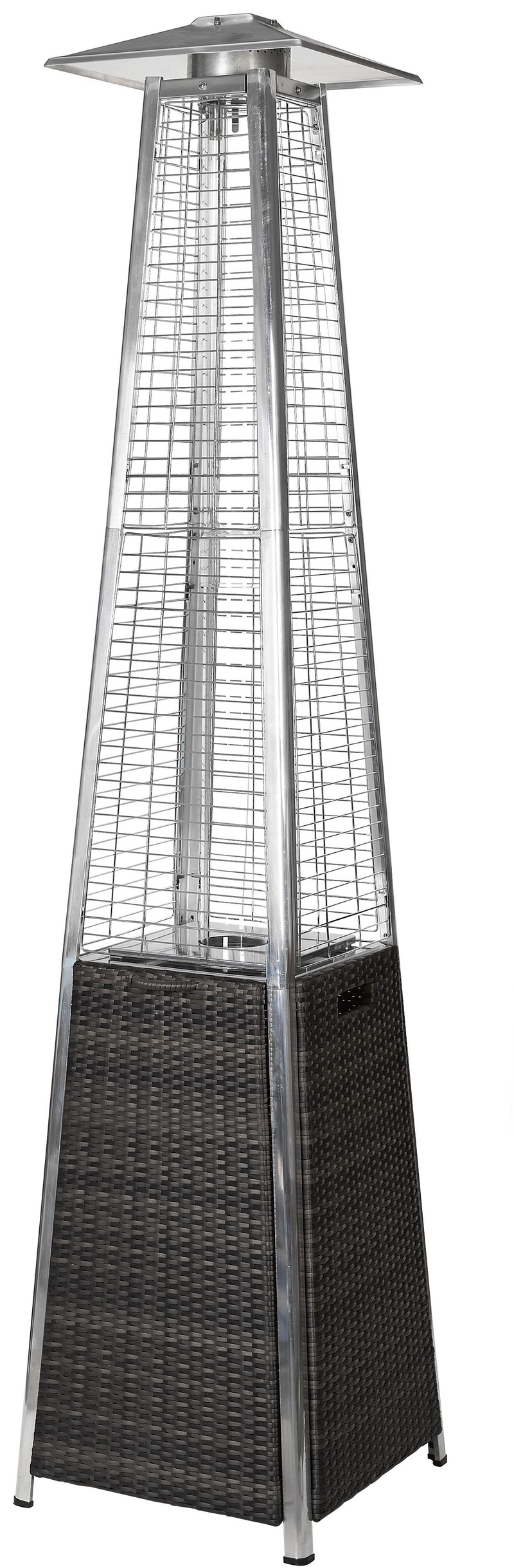 RadTec 89" Tower Flame Propane Patio Heater - Black & Grey Wicker (TF-WBG) | 41,000 BTU | Stylish Outdoor Heating