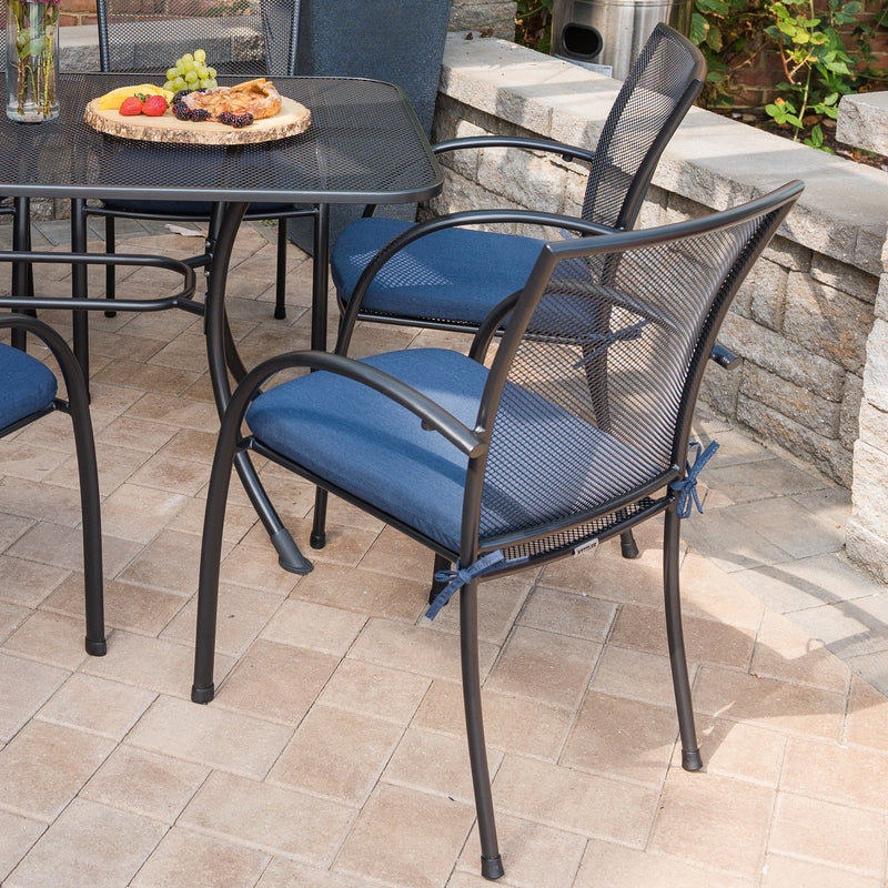 Pilano 7-Piece Wrought Iron Dining Set (Rectangular 57' x 35" Table with Umbrella Hole)
