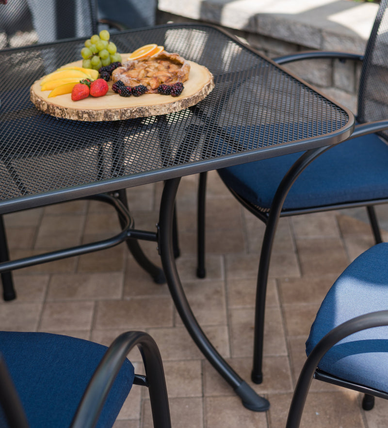 Pilano 7-Piece Wrought Iron Dining Set (Rectangular 57' x 35" Table with Umbrella Hole)