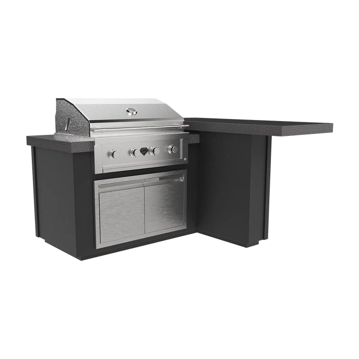 The Outdoor Plus Alta 72" L-Shaped BBQ Island with LED Lights & Surround Sound System, Complete Outdoor Kitchen Kit, Outdoor Kitchen Island, Complete BBQ Grill Island, Fully Integrated Outdoor Cooking and Entertainment Island