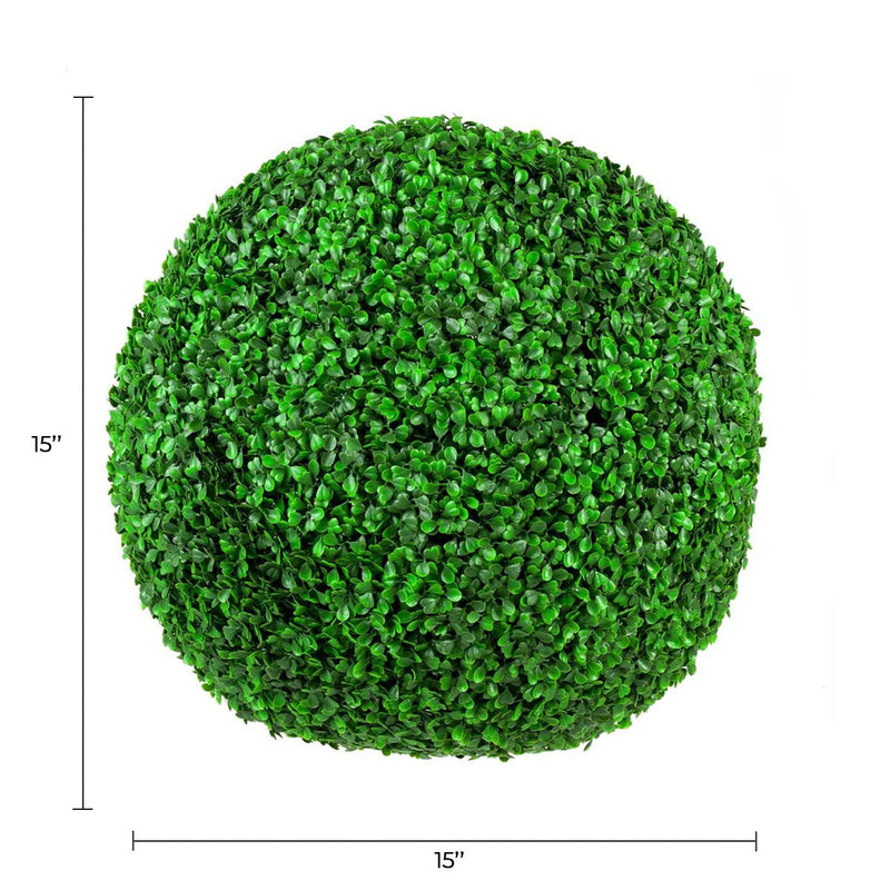 Set of 2 Artificial Boxwood Topiary Ball Set - 15" UV Resistant