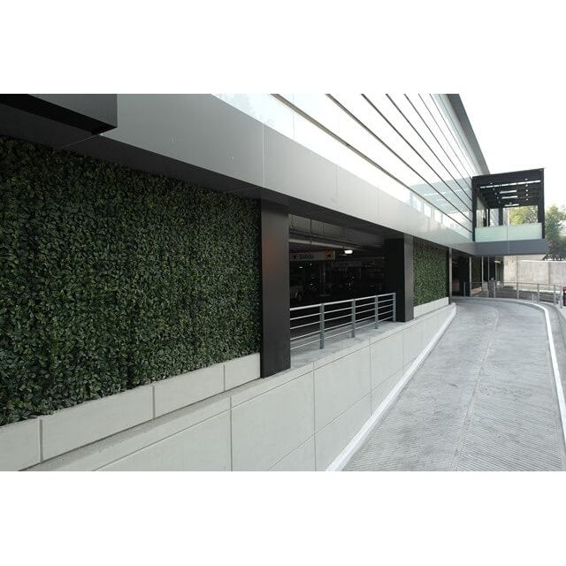 Artificial Laurel Hedge Panels on a Commercial Car Park Privacy Screen