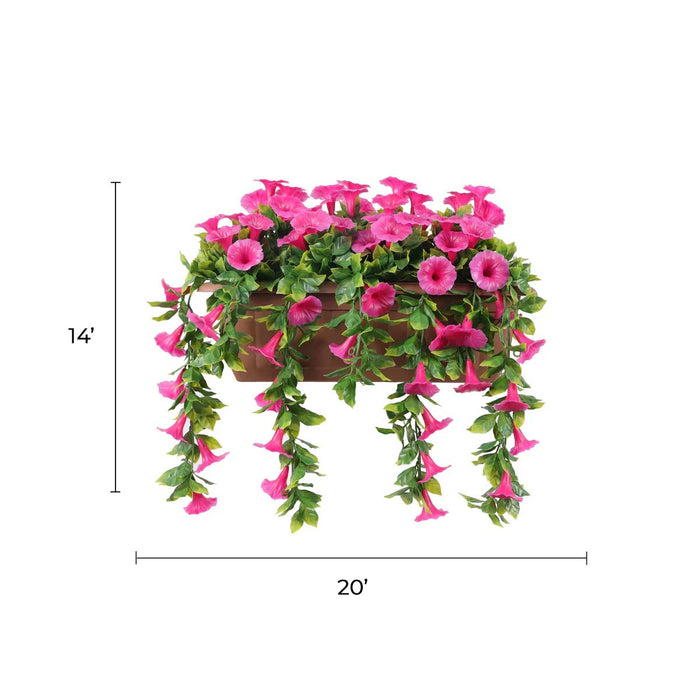 Artificial Draping Pink Petunia Window Box Planter 20" x 14" (Outdoor Proof)