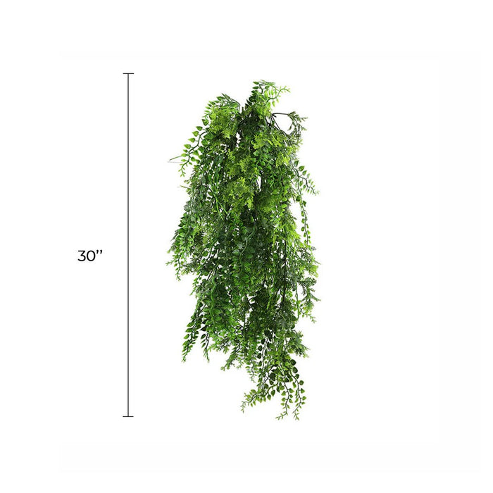 Artificial Hanging Dense Fern Plant Tropical Green 30" UV Resistant