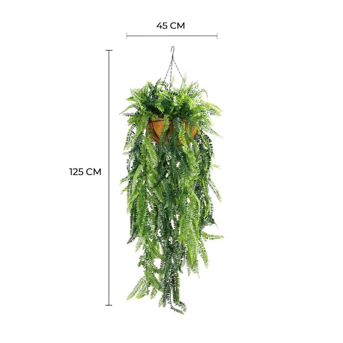 Artificial Hanging Fern Basket – UV Resistant (17.7in x 49.2in | 45cm x 125cm)
