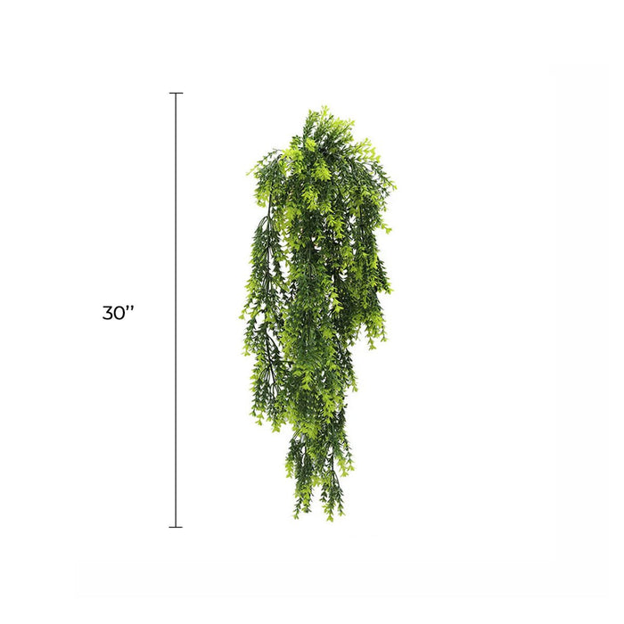 Artificial Hanging Vivid Green Dense Fern Plant 30" UV Resistant