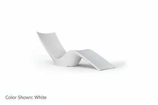 A white Autograph Chaise Lounger designed for poolside use or in pool use, featuring a curved and ergonomic design.