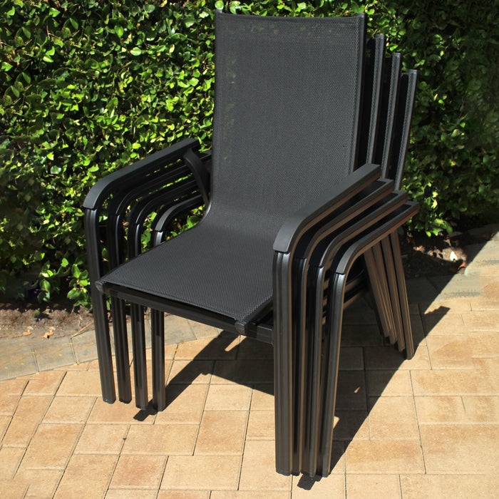 Basic Plus 5-Piece Dining Set- Stack Chairs & Table w/ Umbrella Hole