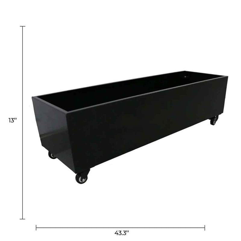 Black Metal Planter Medium + Wheels