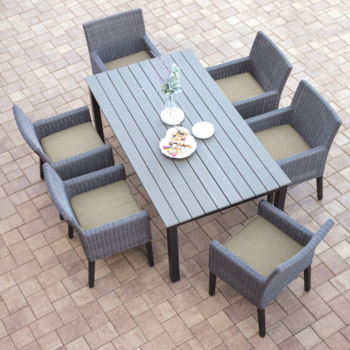 Bretange 7-Piece Ratan Wicker Dining Set