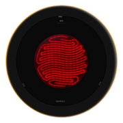 Round black electric Bromic Eclipse Portable top with red heating element on a white background