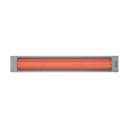 Infrared outdoor Bromic heater with glowing red elements on a white background