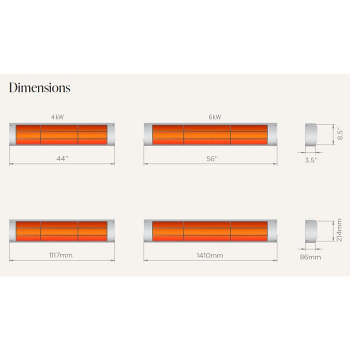 Dimensions of a Bromic Cobalt Heater with measurements in millimeters and centimeters.