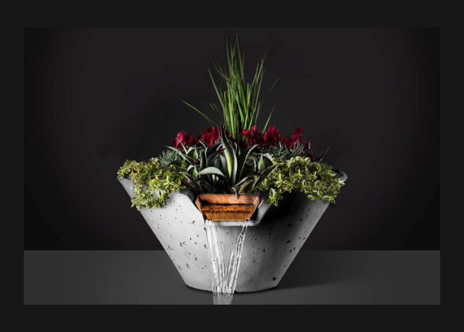 Slick Rock Concrete Cascade Conical Planter & Water Bowl