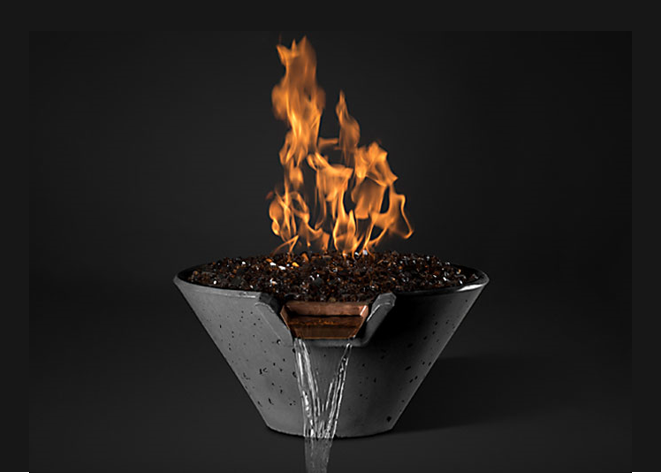 Slick Rock Concrete Cascade Conical Fire & Water Bowl - Match Lit Ignition
