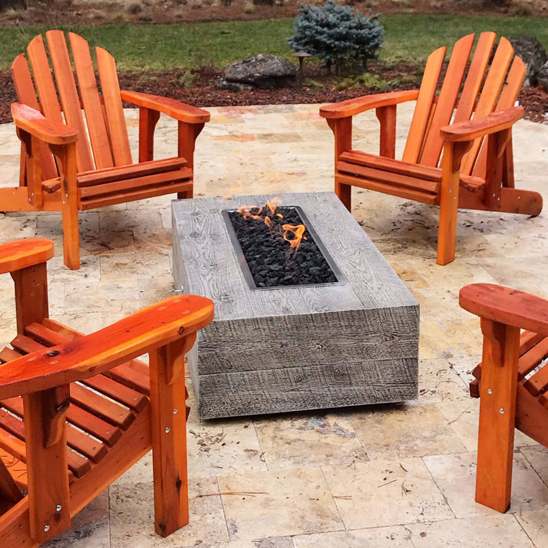 The Outdoor Plus Coronado Rectangular Firepit - Concrete Wood Grain