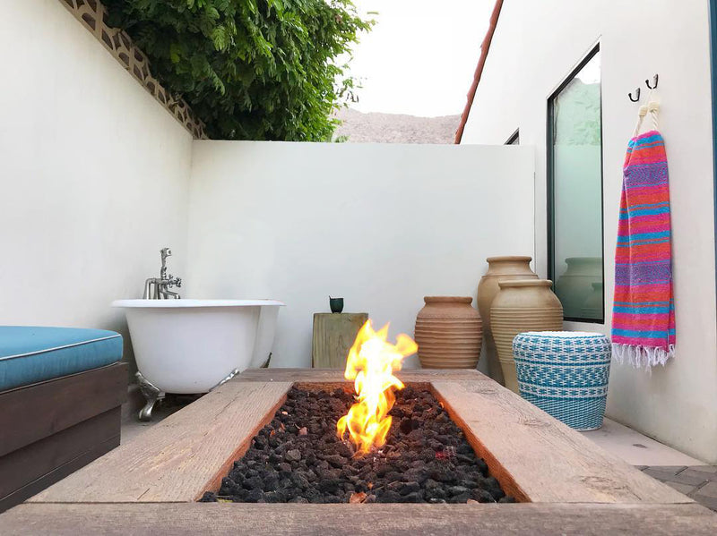 The Outdoor Plus Coronado Rectangular Firepit - Concrete Wood Grain