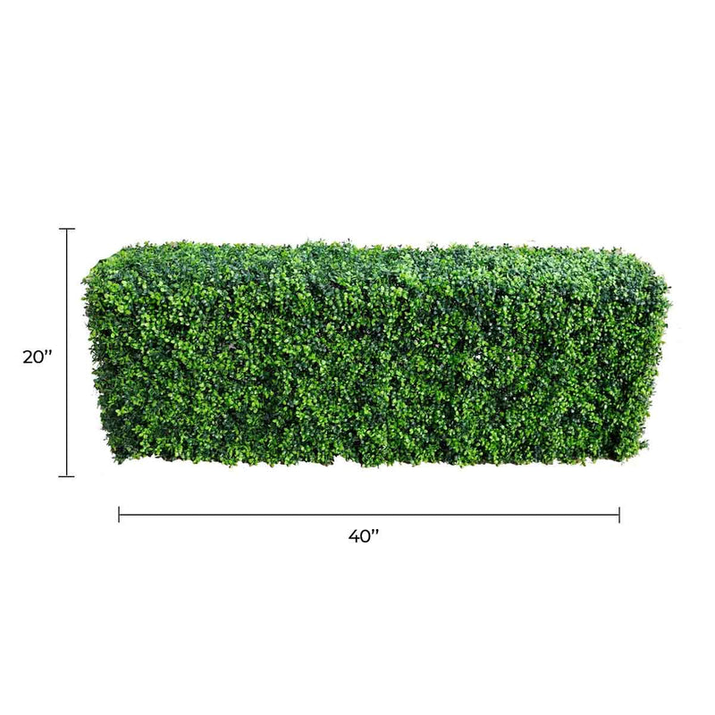 Premium Bright Long-leaf Artificial Boxwood Hedge 40"L x 20"H