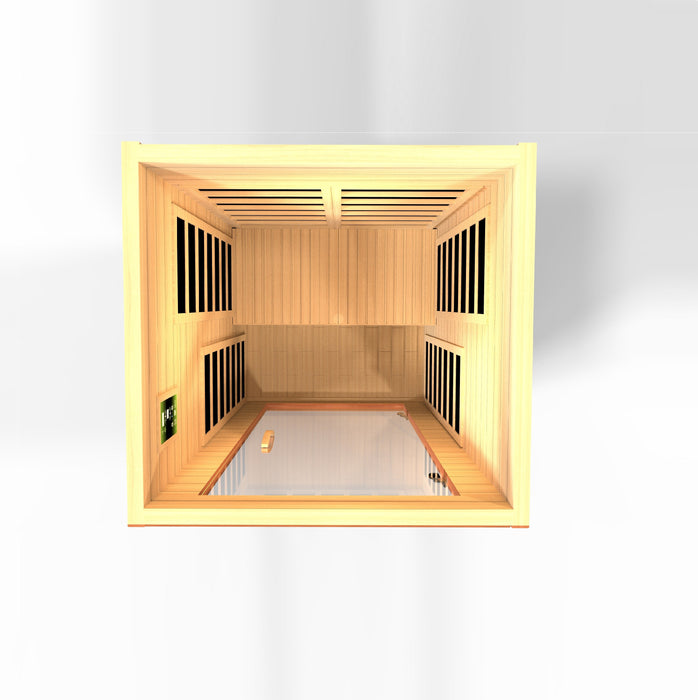 Golden Designs Avila 1-2 Person Low EMF FAR Infrared Sauna (DYN-6103-01) | Compact Hemlock Wood | Chromotherapy Lighting