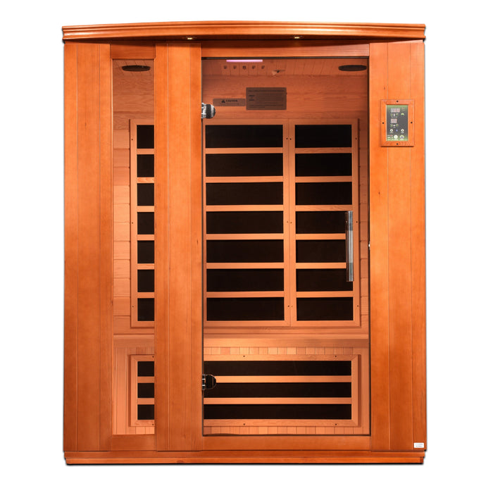 Golden Designs DYN-6336-02 Dynamic Low EMF Far Infrared Sauna, Lugano Edition - 3 Person Hemlock Wood Indoor Sauna with Bluetooth and Chromotherapy