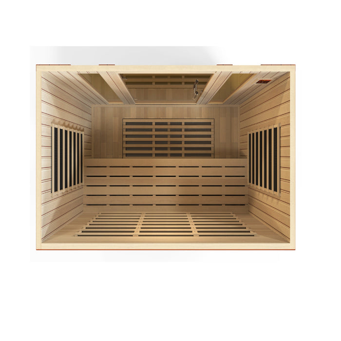 Golden Designs DYN-6440-01 Bergamo Edition 4-Person Low EMF Far Infrared Sauna - Spacious Hemlock Wood Indoor Sauna with Bluetooth and Chromotherapy