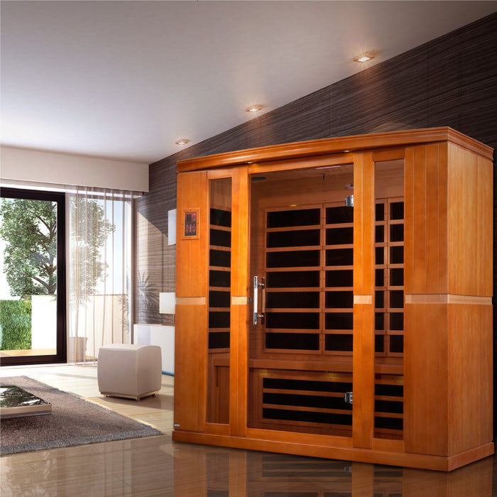 Golden Designs DYN-6440-01 Bergamo Edition 4-Person Low EMF Far Infrared Sauna - Spacious Hemlock Wood Indoor Sauna with Bluetooth and Chromotherapy