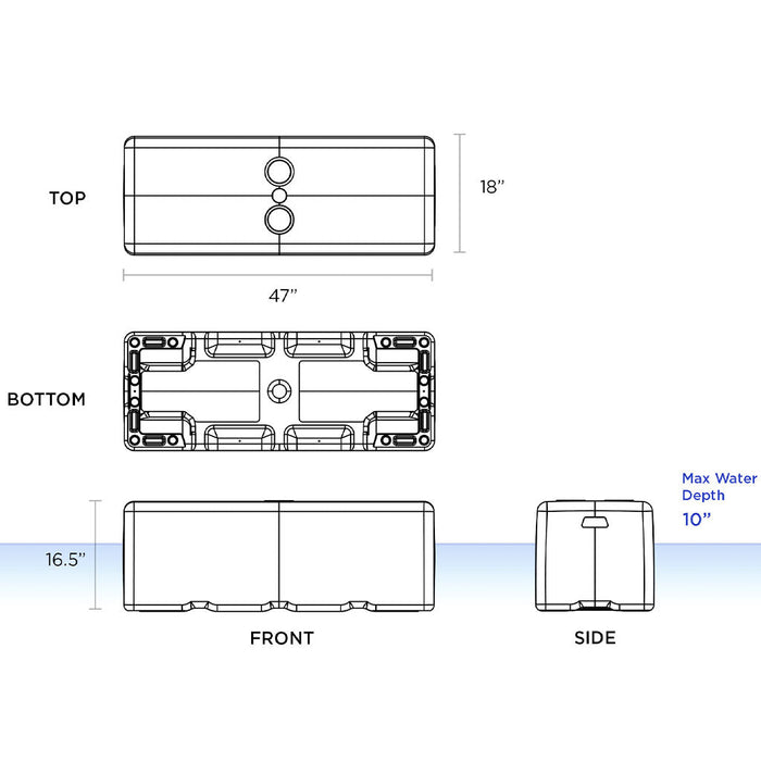 Technical drawing and measurements for the TenJam Dash Bench