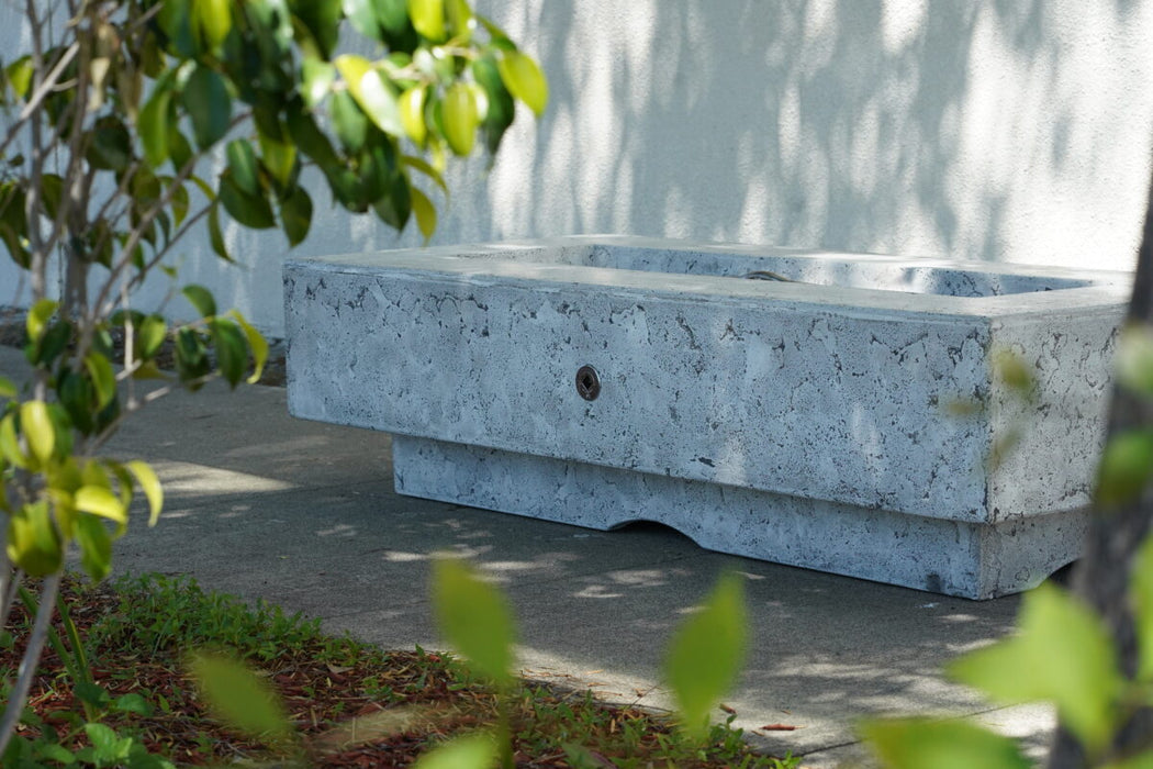 The Outdoor Plus 48" Del Mar Concrete Fire Pit, Rectangular Concrete Fire Pit, Handmade GFRC Firepit