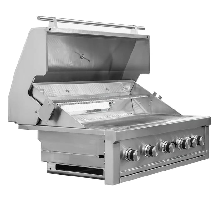 The Outdoor Plus 42" Diamond Series Outdoor Grill, Stainless Steel Grill, Built-In Grill for Kitchen Island, 5 Burner Grill with Infrared Burner, Natural Gas or Liquid Propane