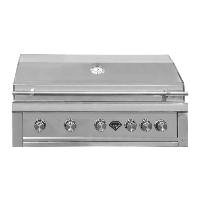 The Outdoor Plus 42" Diamond Series Outdoor Grill, Stainless Steel Grill, Built-In Grill for Kitchen Island, 5 Burner Grill with Infrared Burner, Natural Gas or Liquid Propane