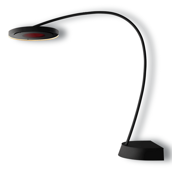 Black portable Eclipse patio heater on a transparent background