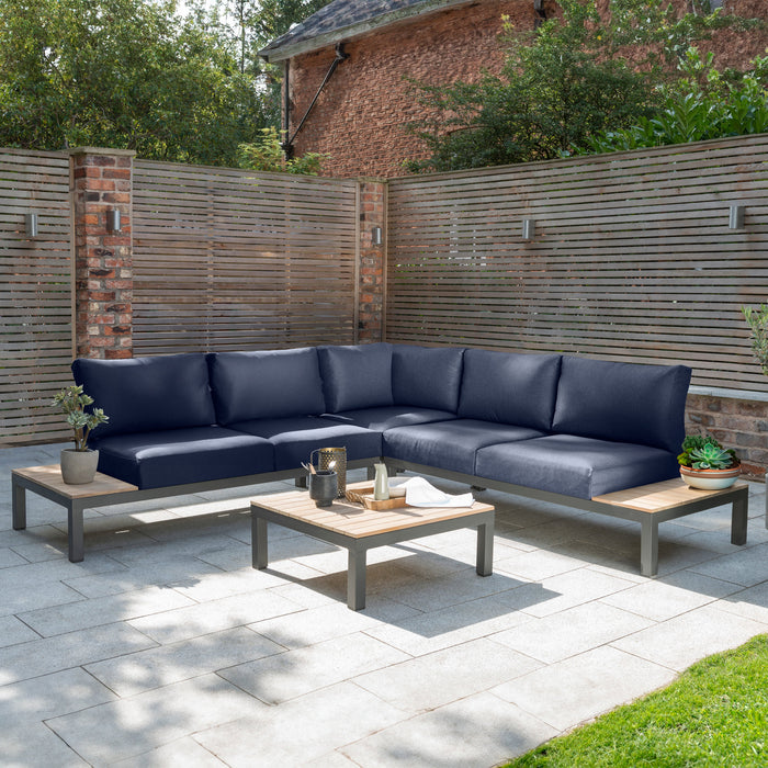 Elba Aluminum 4-Piece Corner Set With Teak Accents