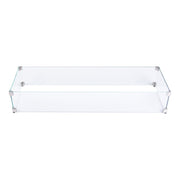 Clear glass wind screen for Elementi fire table on a white background
