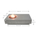 Light Gray Rectangular Elementi Metropolis fire pit table with dimensions labeled on a white background