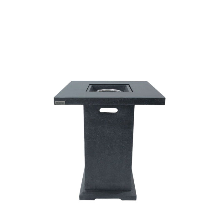 Dark gray square table with a rectangular hole on a white background