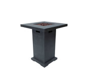 Dark gray square fire pit table on a white background