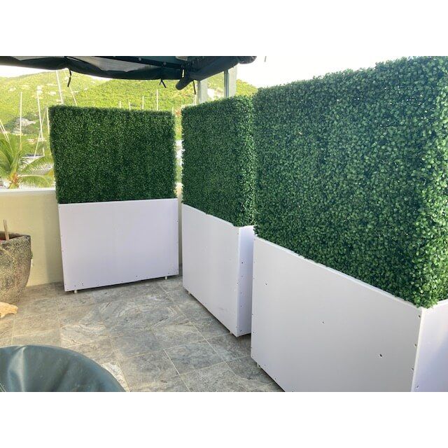 Premium Two Tone Green Artificial Boxwood Hedge 40"L x 40"H Commercial Grade UV Resistant