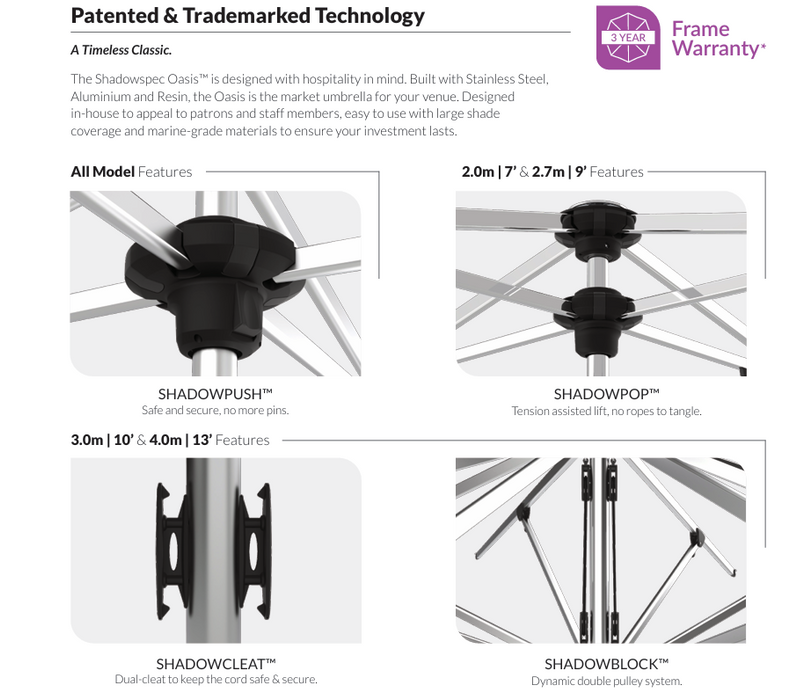Shadowspec Oasis™ Commercial Market Umbrella