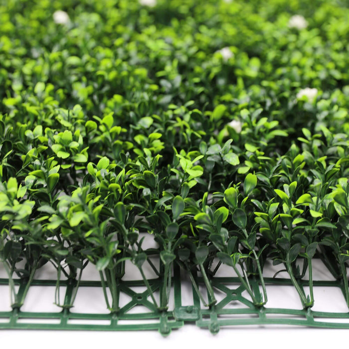 Designer Plants White Flowering Artificial Boxwood Wall 40" x 40" 11SQ FT Commercial Grade UV Resistant