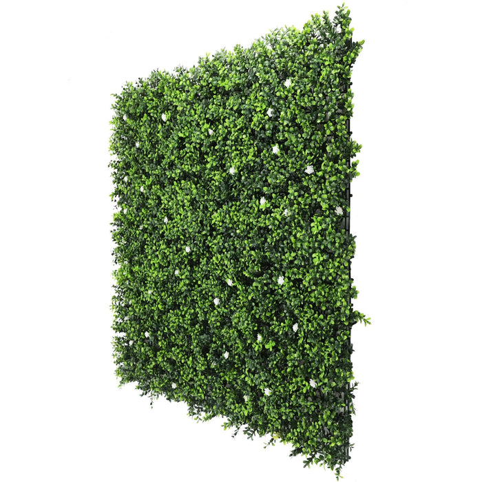 Designer Plants White Flowering Artificial Boxwood Wall 40" x 40" 11SQ FT Commercial Grade UV Resistant