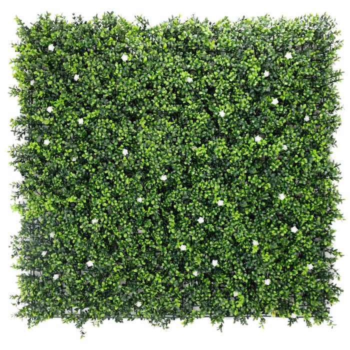 Designer Plants White Flowering Artificial Boxwood Wall 40" x 40" 11SQ FT Commercial Grade UV Resistant