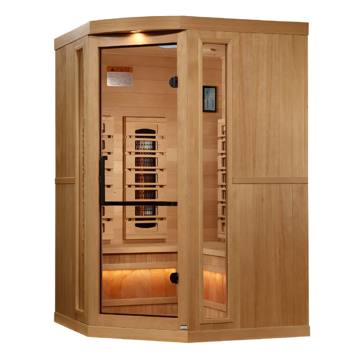 Golden Designs 2025 Reserve Edition GDI-8035-03 Indoor Full Spectrum Sauna | 3-Person Corner Unit | Near Zero EMF | Dual Himalayan Salt Bars | Chromotherapy