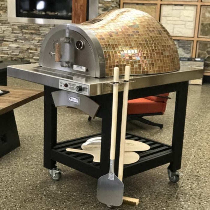 HPC Fire Forno Series Outdoor Pizza Oven, Portable Outdoor Oven with Cart, Glass Tiled Oven, Hybrid Outdoor Oven, Dual Fuel Oven, Wood Fired Pizza Oven | Forno De Pizza