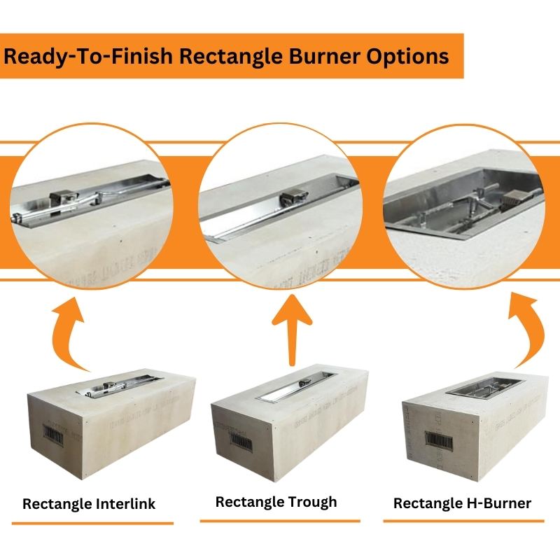 HPC Fire Ready-To-Finish Rectangular Fire Pit Kit - DIY Finish