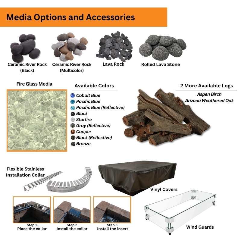 HPC Fire Ready-To-Finish Rectangular Fire Pit Kit - DIY Finish