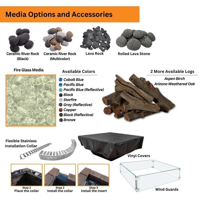HPC Fire Ready-To-Finish Square Fire Pit Kit - DIY Finish