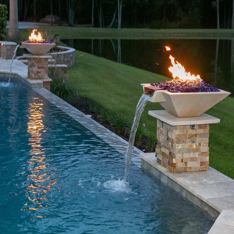 HPC Fire Sierra Smooth Copper Square Fire & Water Bowl