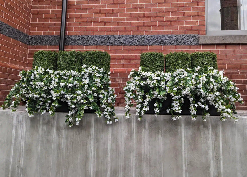 (5 Pieces) Hanging White Artificial Bougainvillea Plant UV Resistant 30"